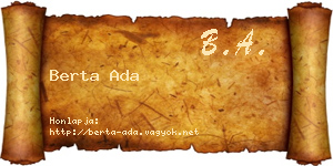 Berta Ada névjegykártya
